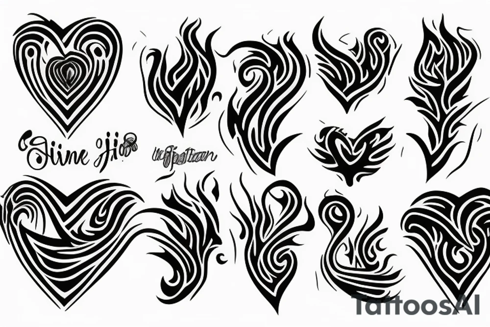 flame with heart tattoo idea