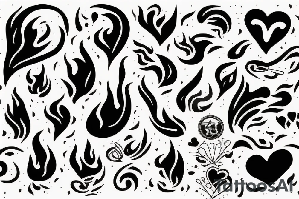 flame with heart tattoo idea