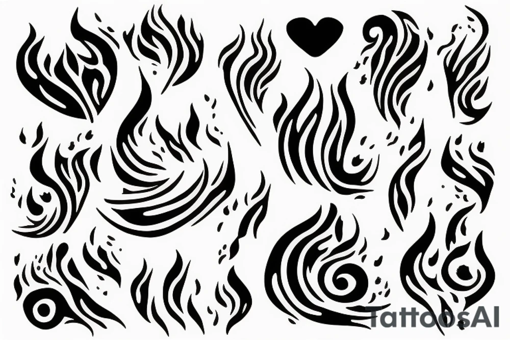 a flame with heart tattoo idea