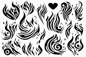a flame with heart tattoo idea