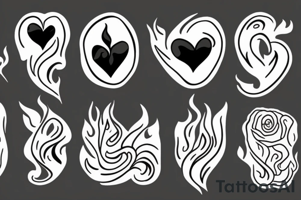 a flame with heart tattoo idea