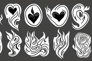 a flame with heart tattoo idea
