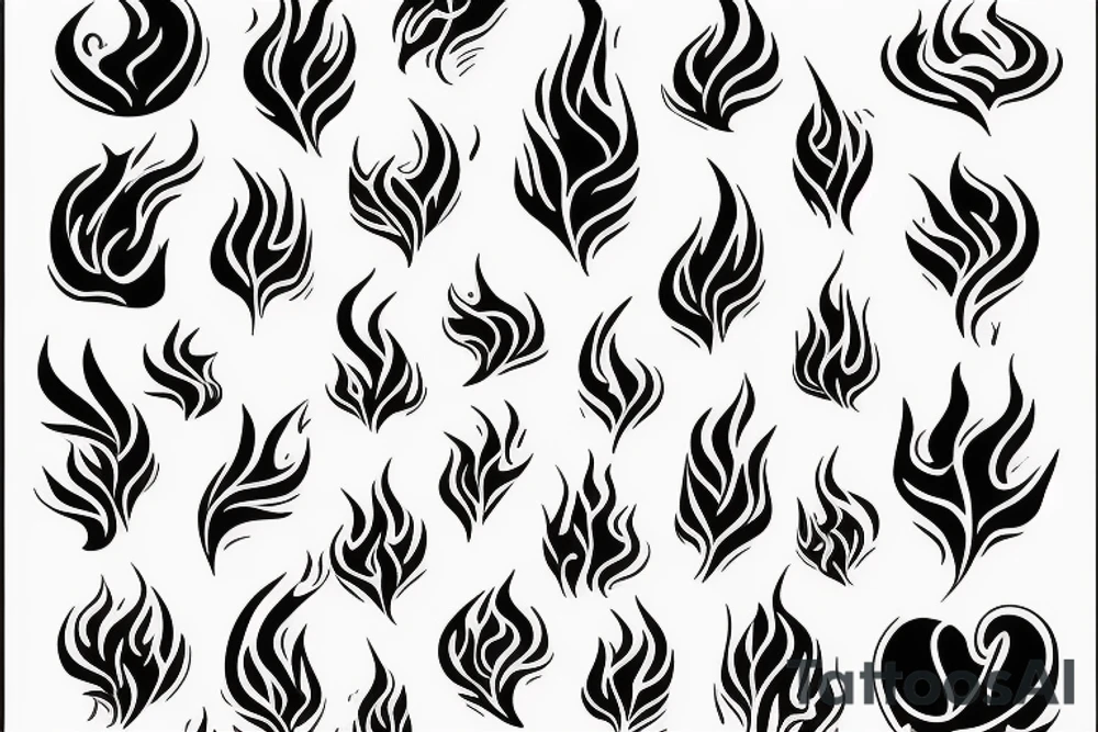 a flame with heart tattoo idea