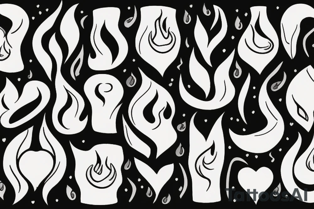 a flame with heart tattoo idea