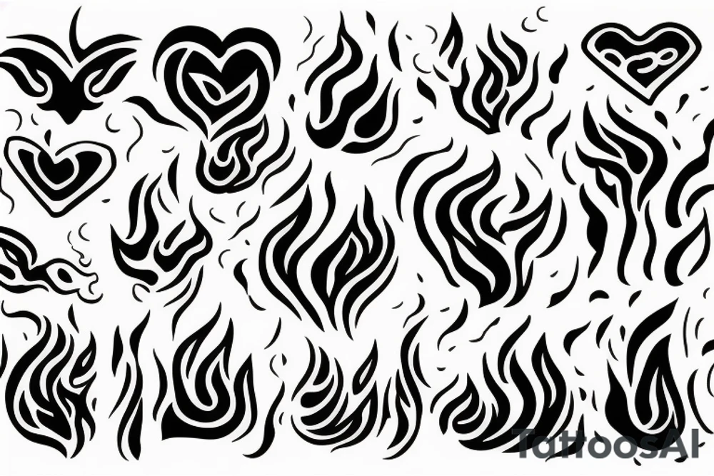 a flame with heart tattoo idea