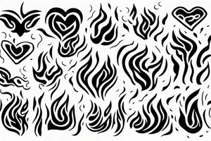a flame with heart tattoo idea