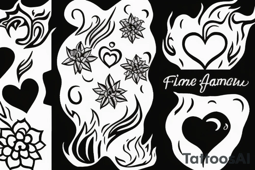 a flame with heart tattoo idea