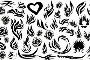 a flame with heart tattoo idea