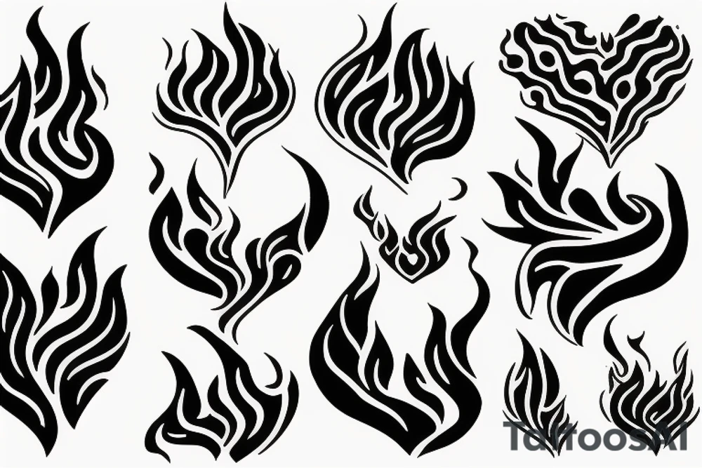 a flame with heart tattoo idea