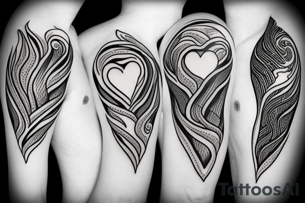 a flame with heart tattoo idea