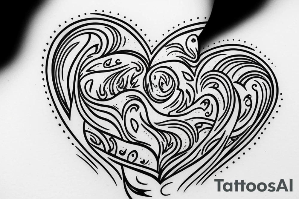 a flame with heart tattoo idea