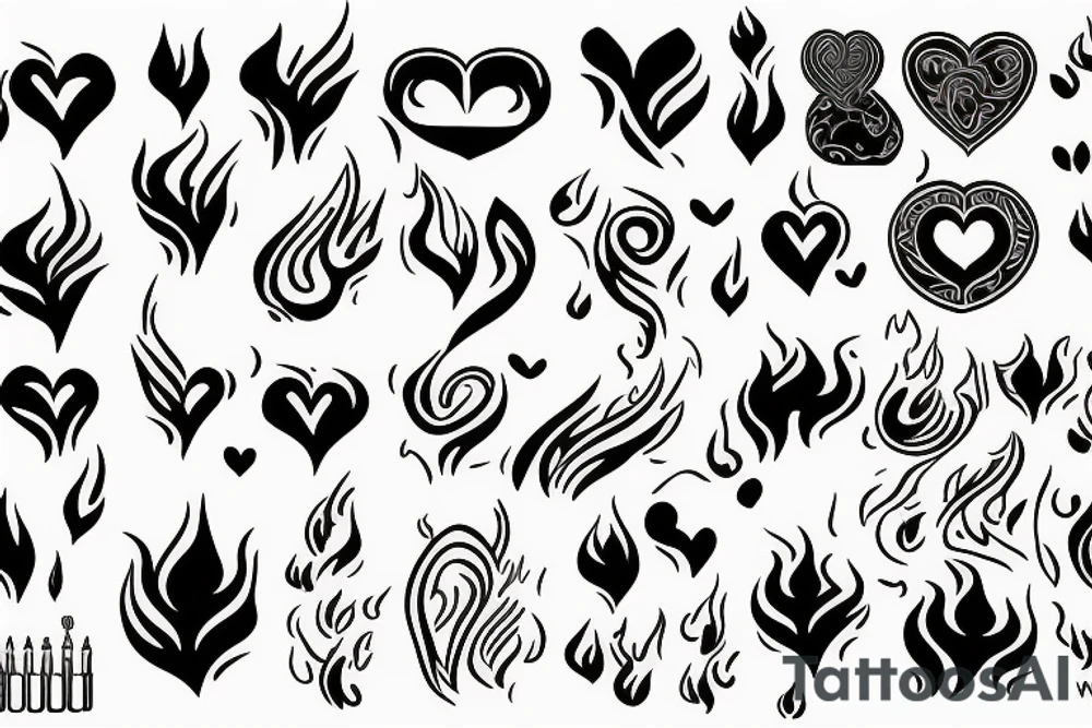 a flame with heart tattoo idea