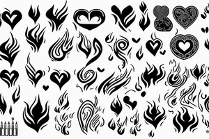 a flame with heart tattoo idea