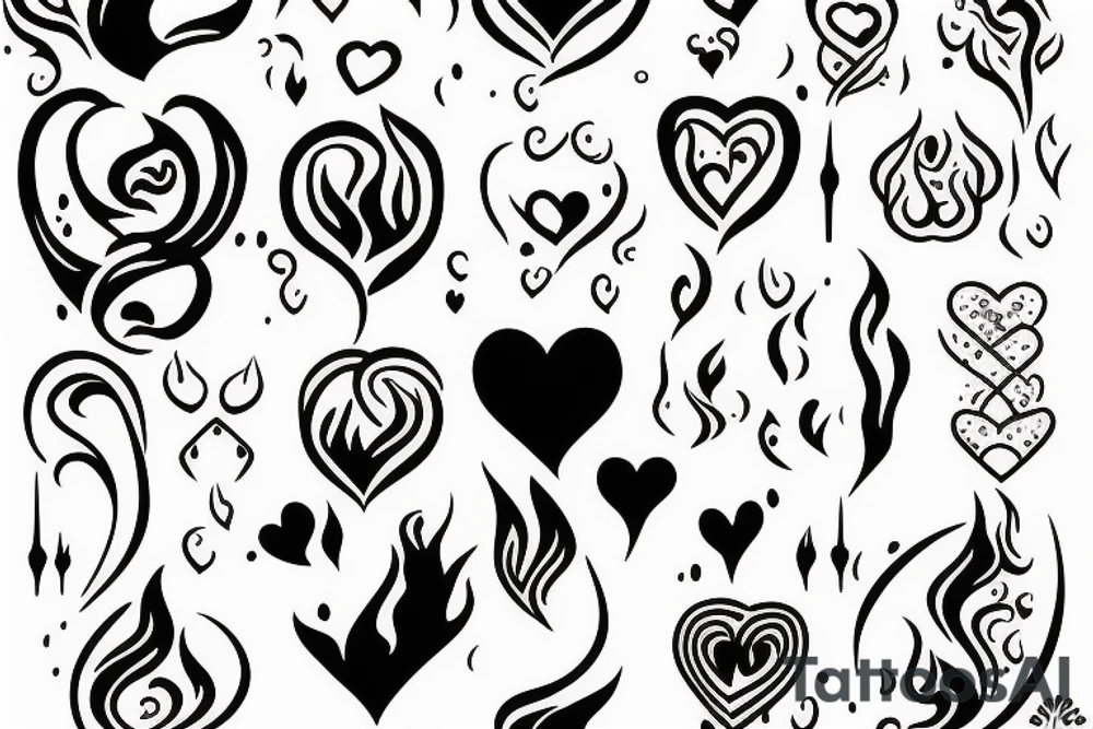 a flame with heart tattoo idea