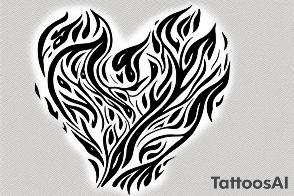 a flame with heart tattoo idea