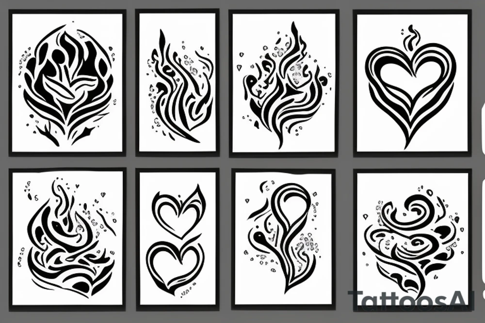 a flame with heart tattoo idea