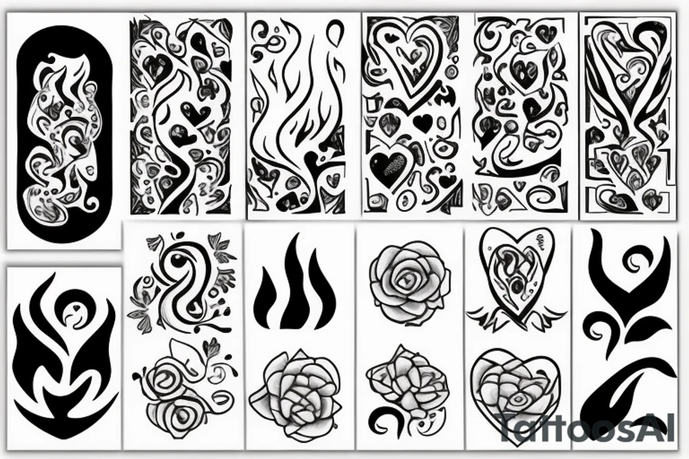 a flame with heart tattoo idea