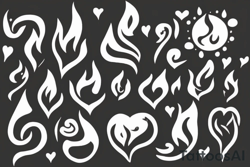 a flame with heart tattoo idea