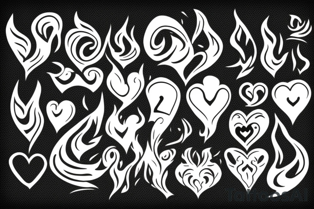 a flame with heart tattoo idea