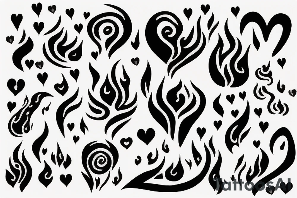 a flame with heart tattoo idea