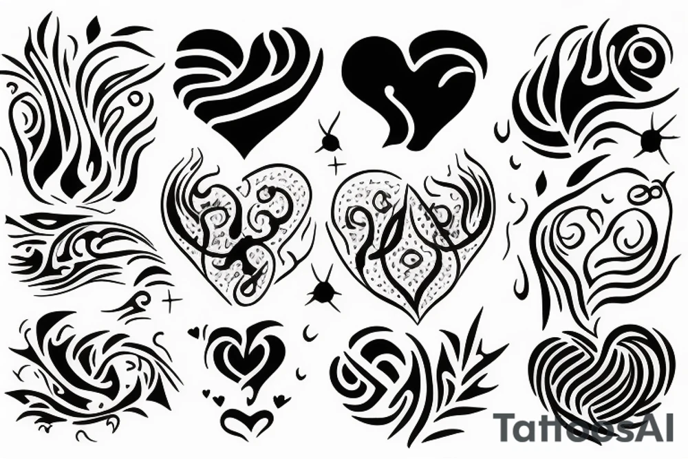 a flame with heart tattoo idea