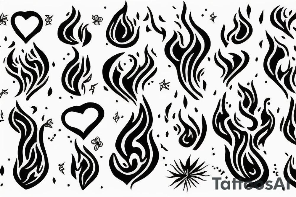 a flame with heart tattoo idea