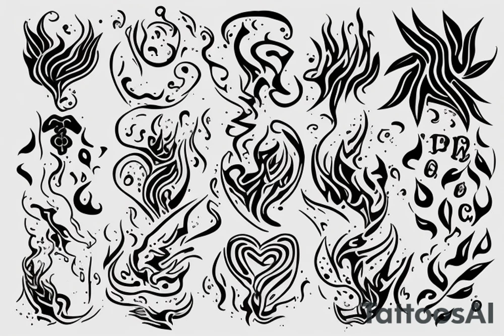 a flame with heart tattoo idea