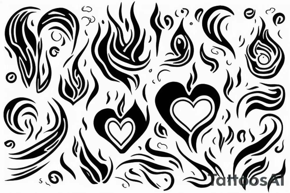 a flame with heart tattoo idea