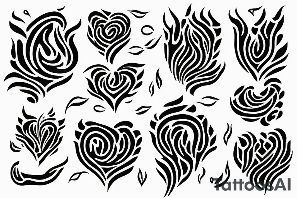 a flame with heart tattoo idea
