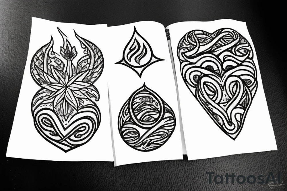 a flame with heart tattoo idea