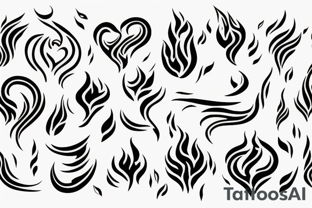 a flame with heart tattoo idea