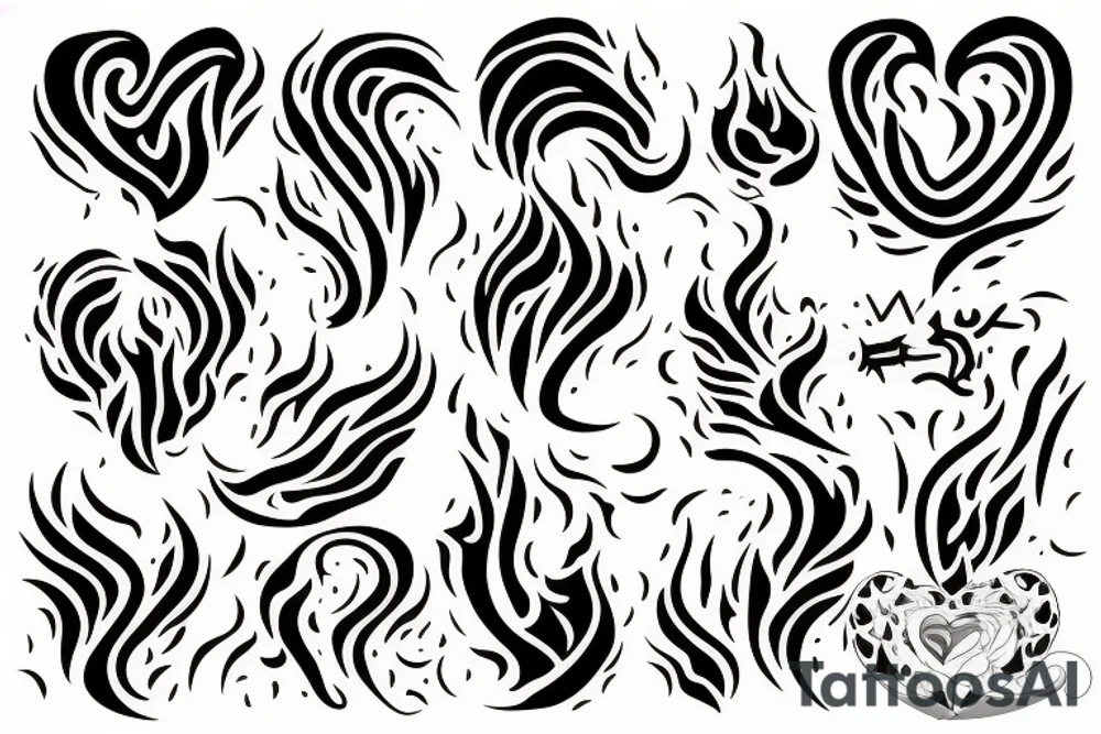 a flame with heart tattoo idea