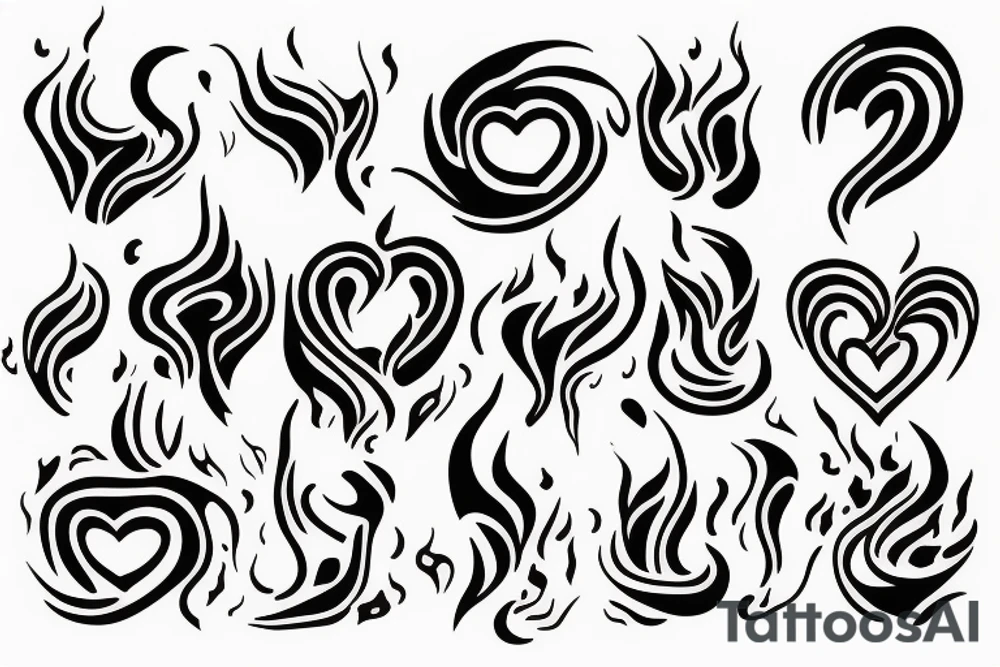 a flame with heart tattoo idea