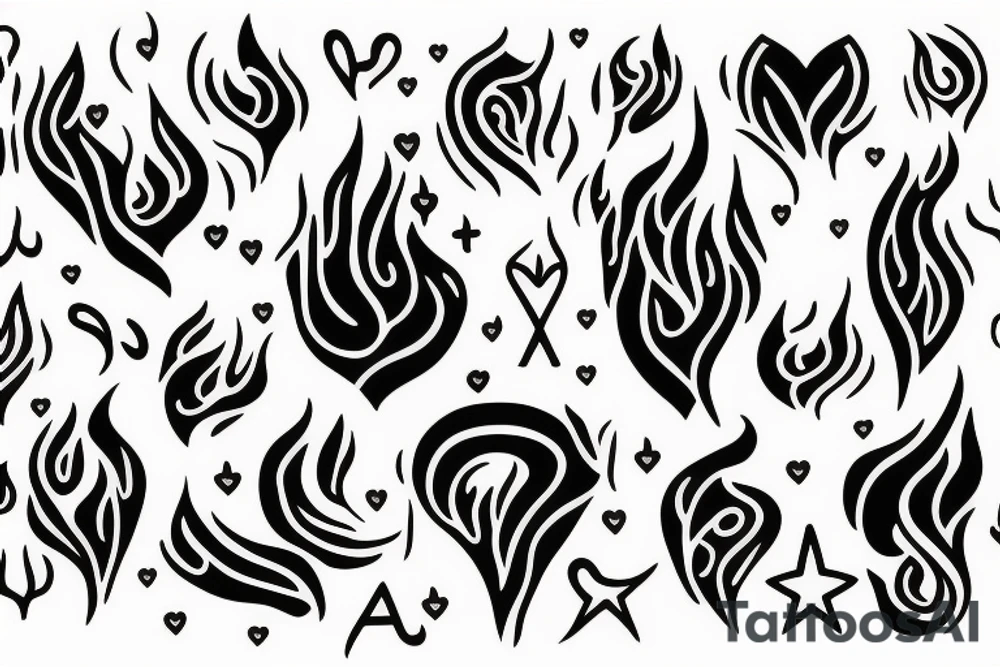 a flame with heart tattoo idea
