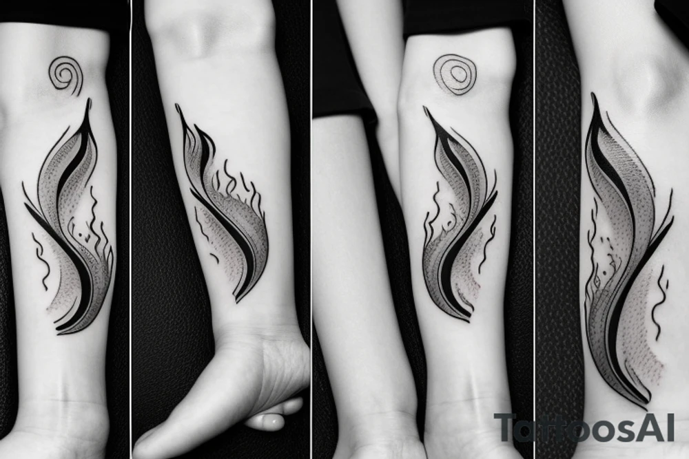 a flame with heart tattoo idea