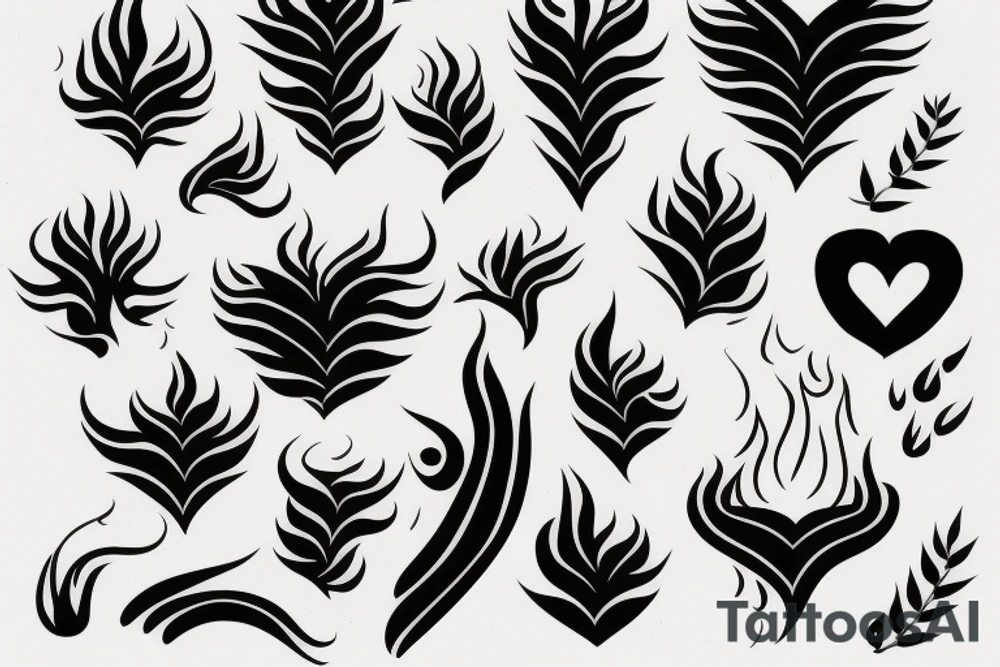 a flame with heart tattoo idea