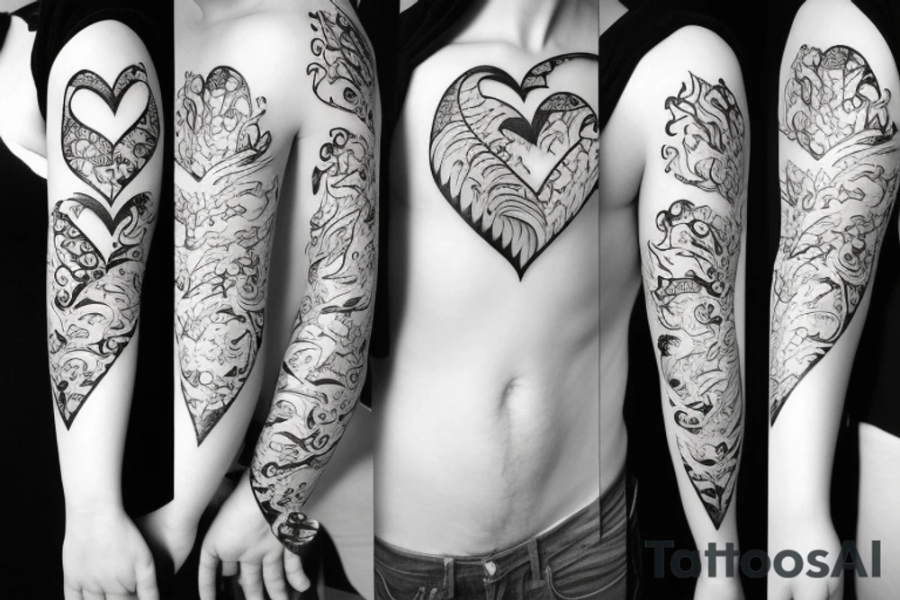 a flame with heart tattoo idea