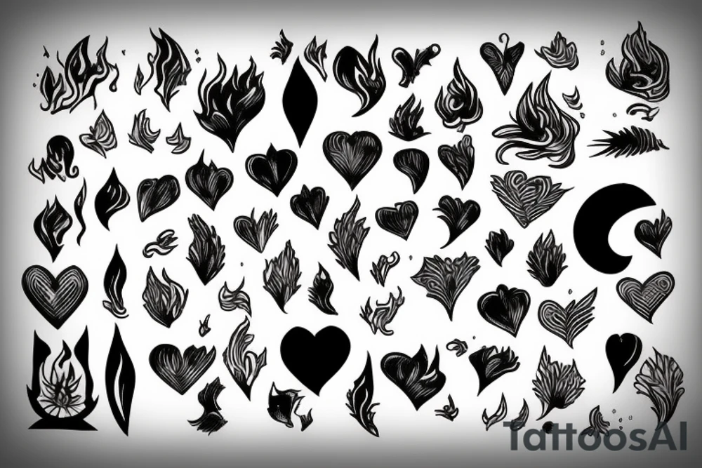 a flame with heart tattoo idea