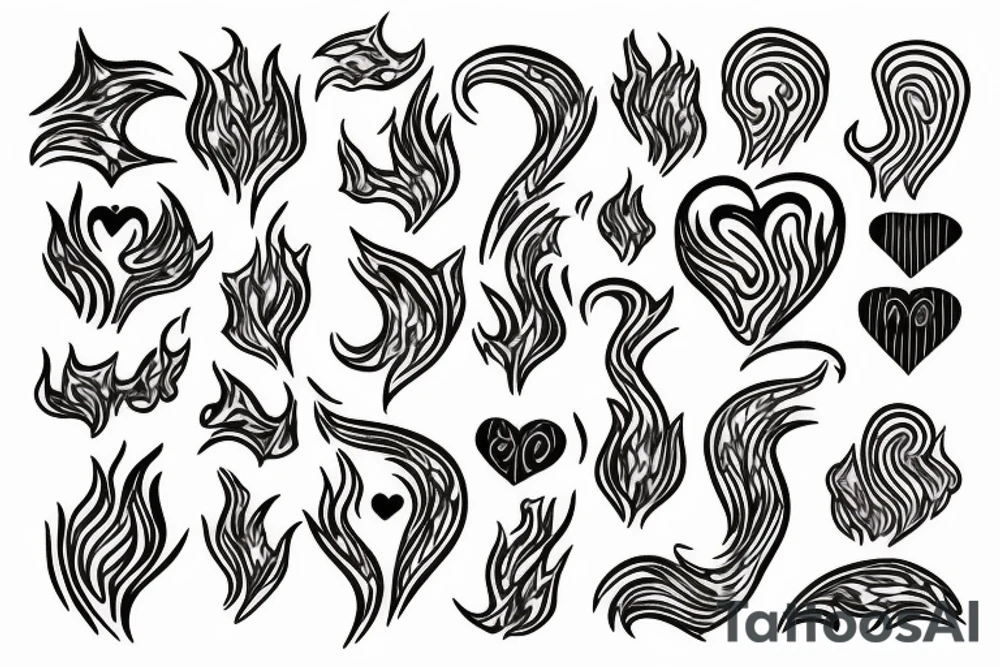 a flame with heart tattoo idea