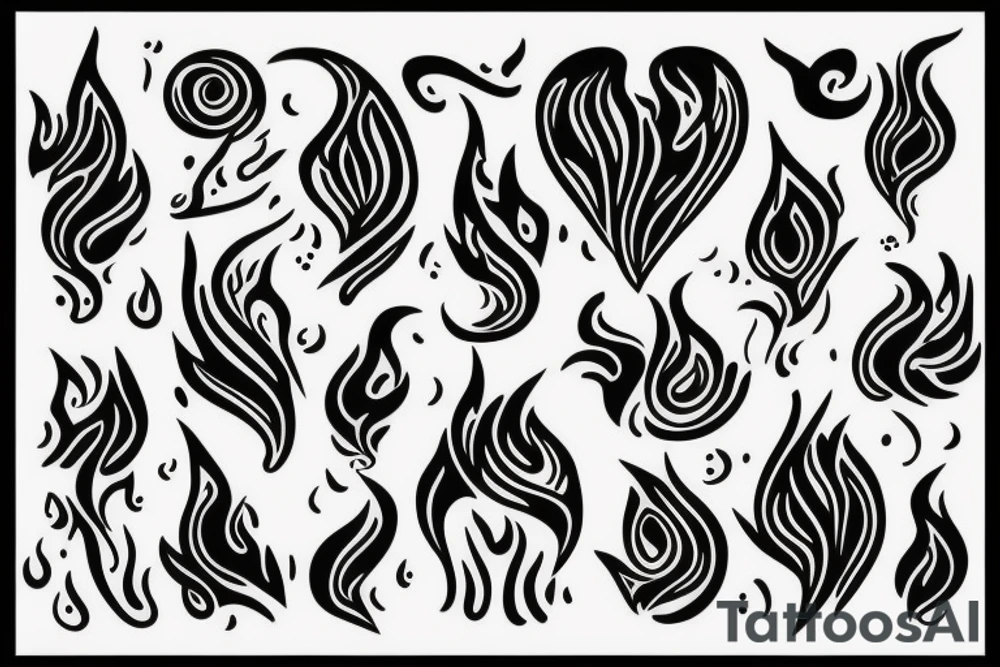 a flame with heart tattoo idea