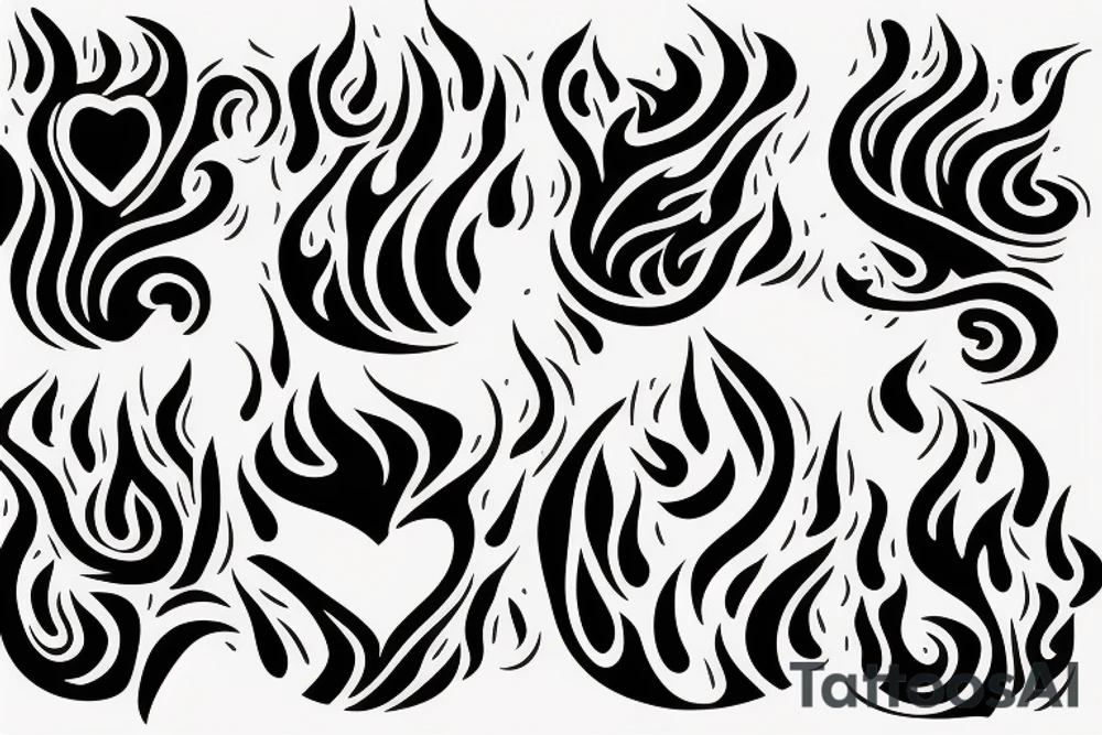 a flame with heart tattoo idea