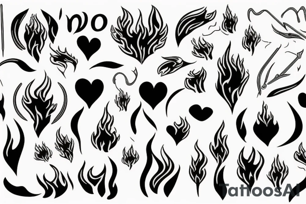 a flame with heart tattoo idea