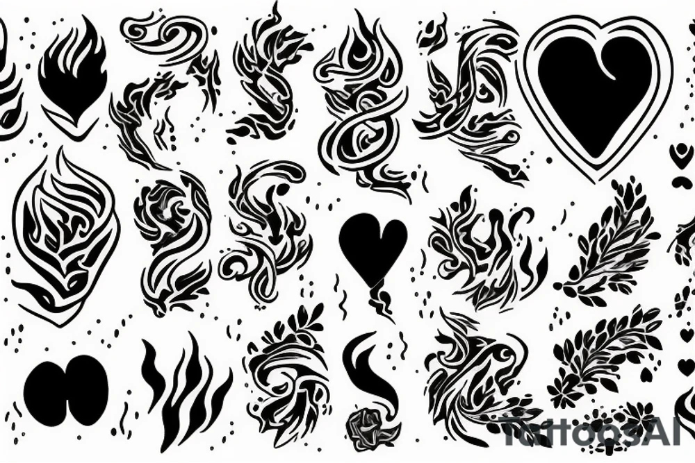 a flame with heart tattoo idea