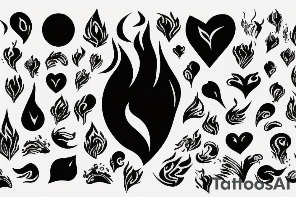 a flame with heart tattoo idea