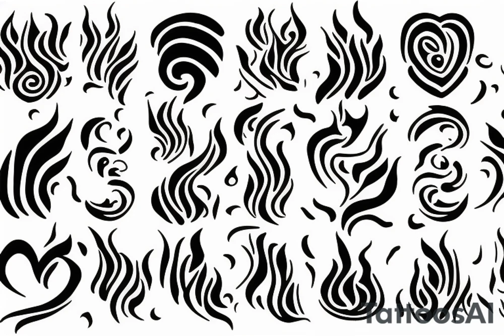 a flame with heart tattoo idea
