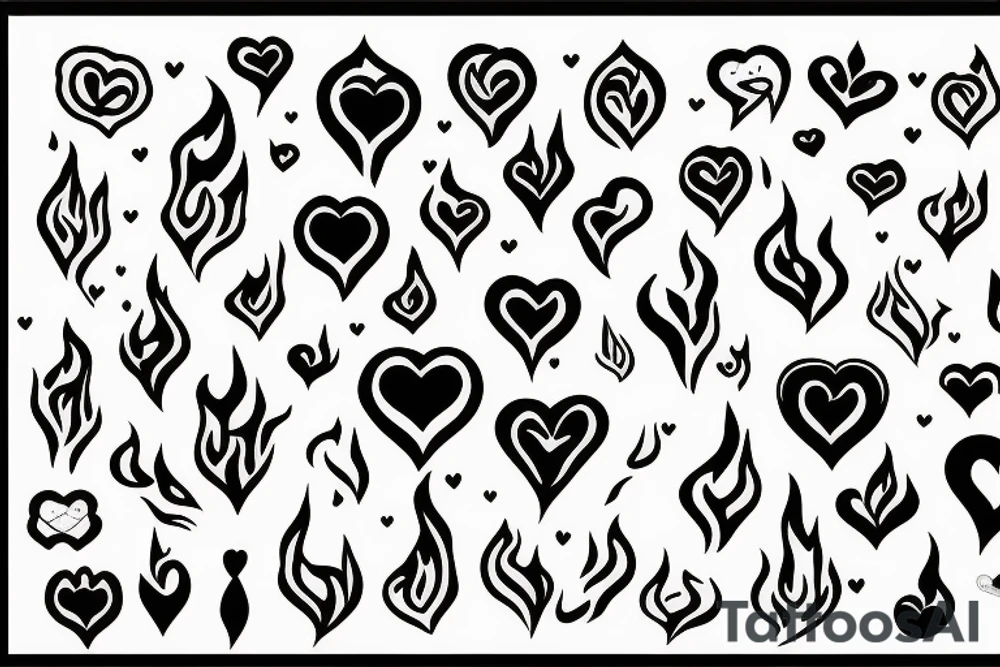 a flame with heart tattoo idea