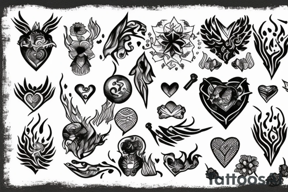a flame with heart tattoo idea