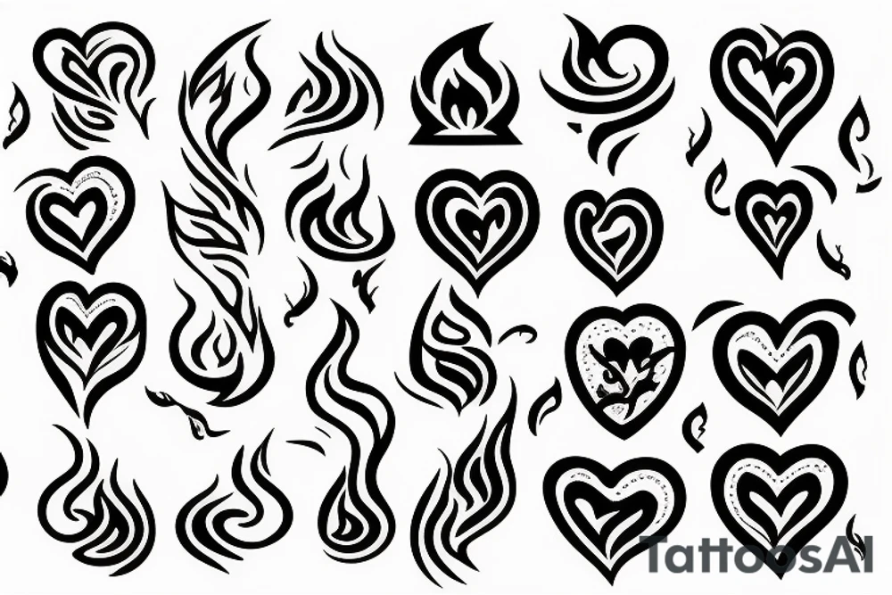 a flame with heart tattoo idea
