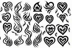 a flame with heart tattoo idea