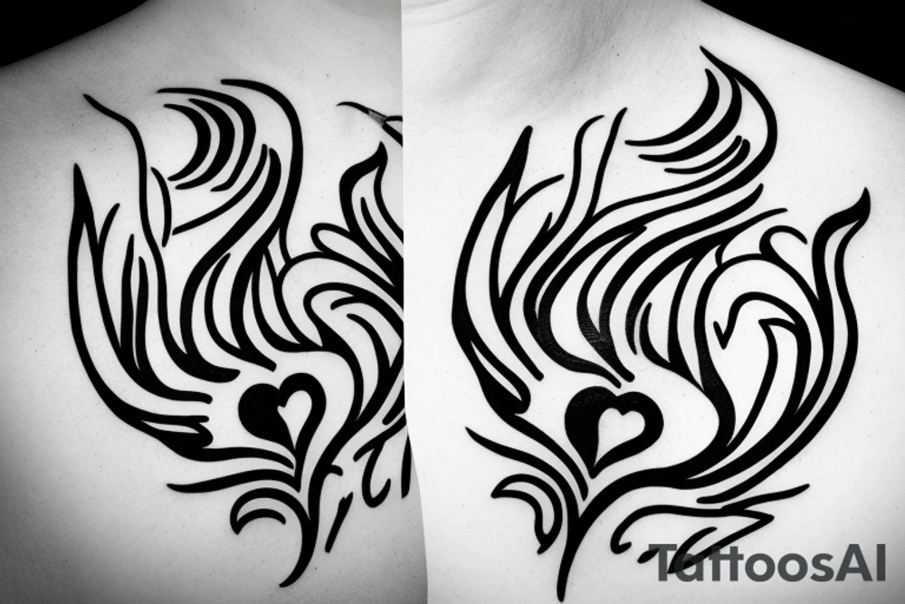 Flame with heart inside tattoo idea